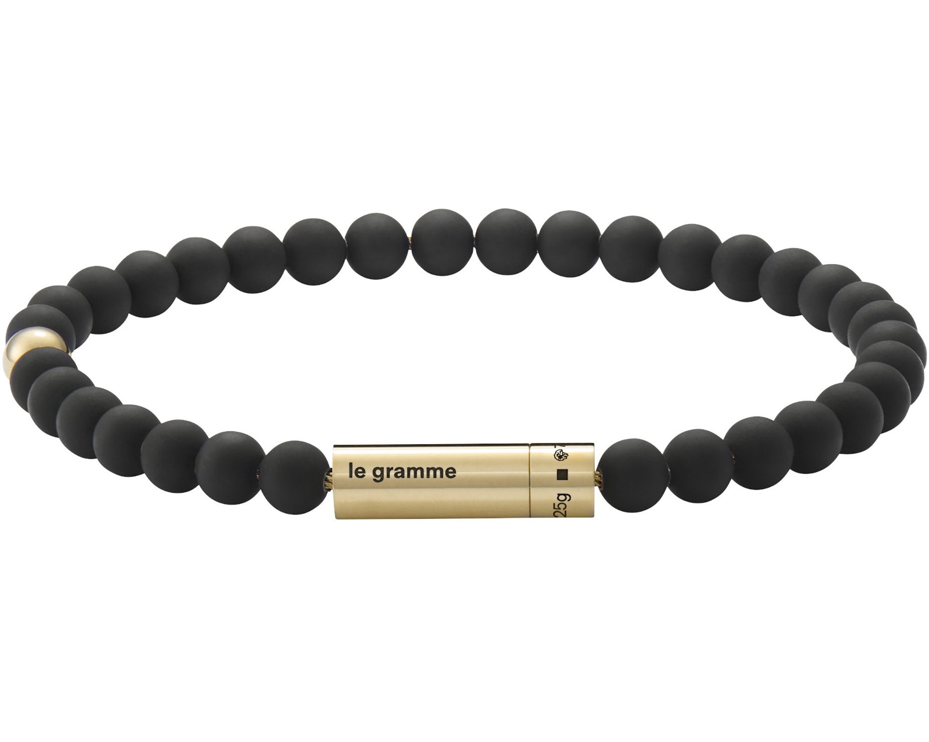 bracelet beads noir soft avec 1 bille en or jaune le 29g