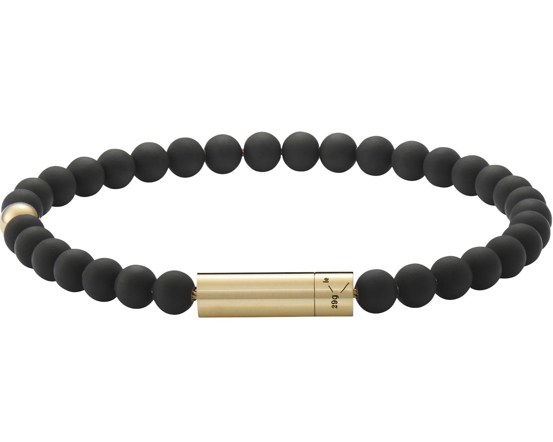 soft black bead bracelet with 1 yellow gold bead 29g