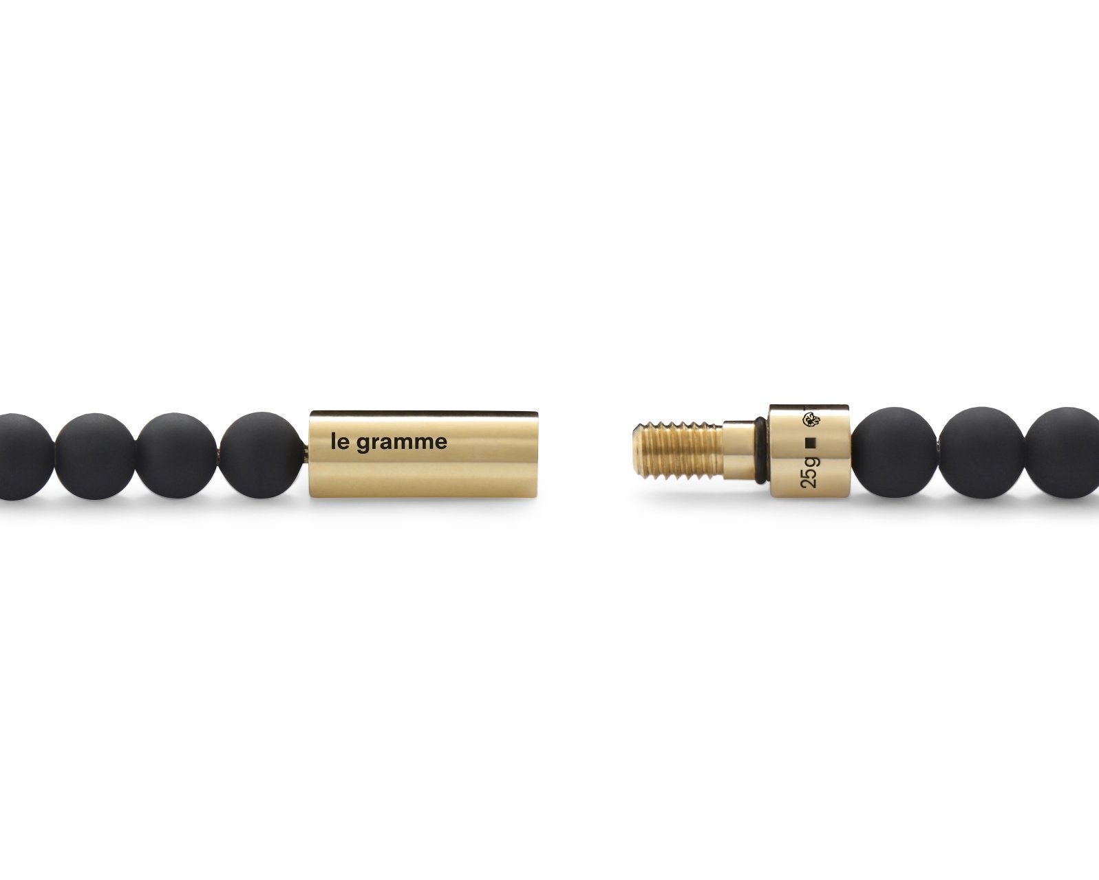 bracelet beads noir soft avec 1 bille en or jaune le 29g