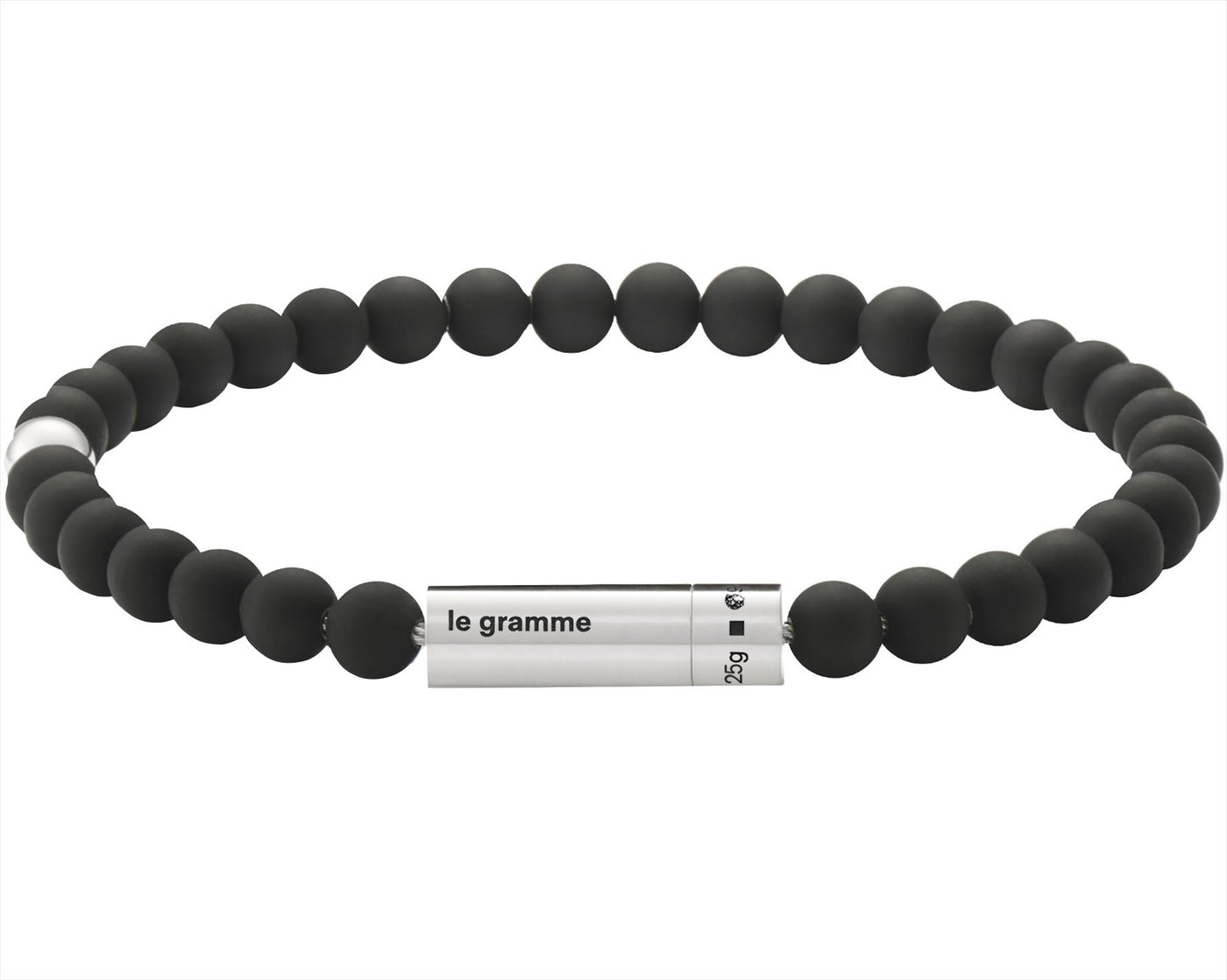 bracelet beads noir soft avec 1 bille en argent le 25g
