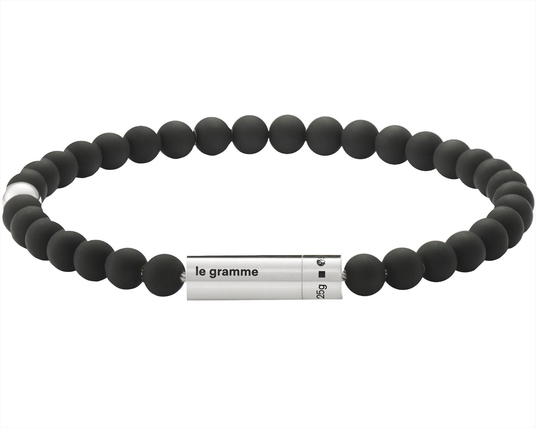 bracelet beads noir soft avec 1 bille en argent le 25g