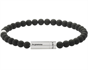 bracelet beads noir soft avec 1 bille en argent le 25g