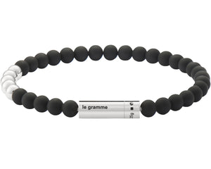 soft black bead bracelet with 5 silver beads 25g