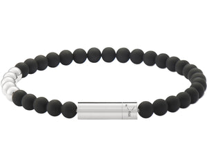 soft black bead bracelet with 5 silver beads 25g