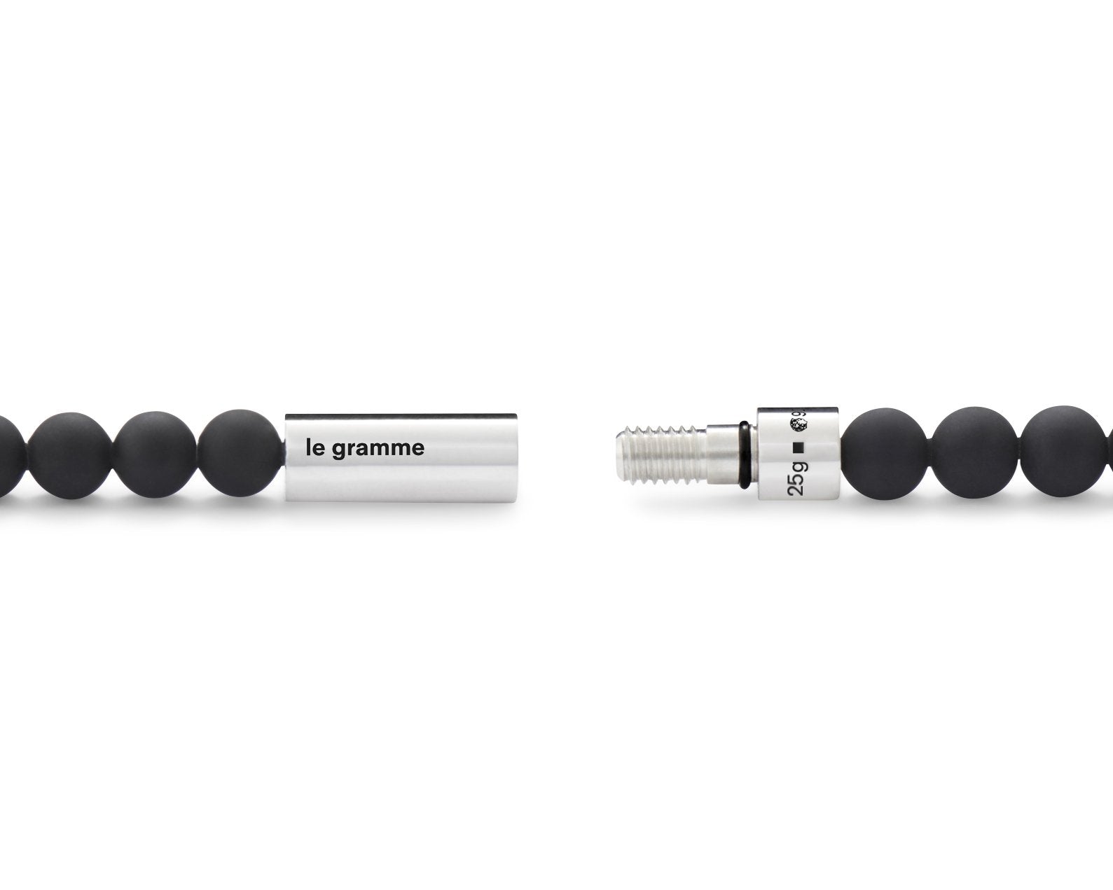 bracelet beads noir soft avec 1 bille en argent le 25g