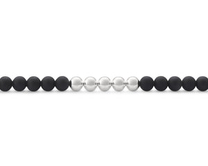 soft black bead bracelet with 5 silver beads 25g